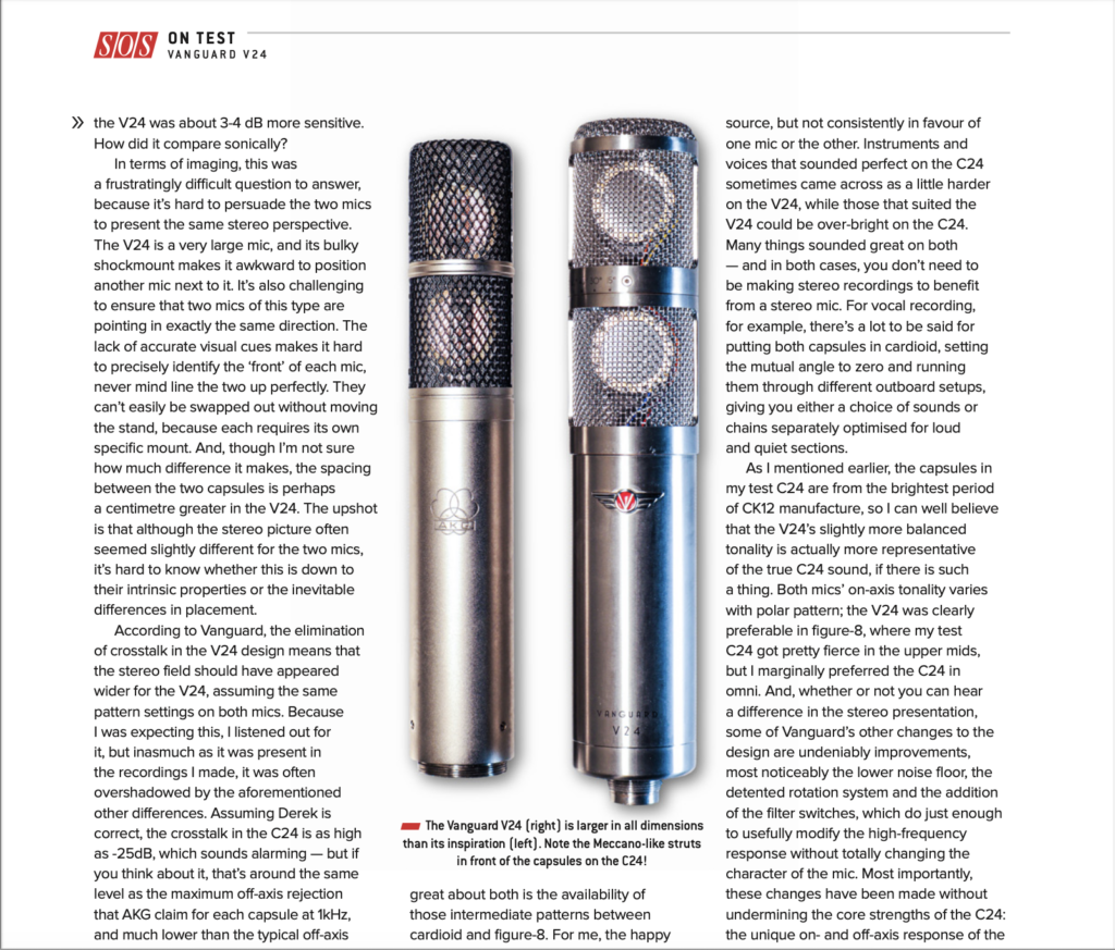 REVIEW - SoundOnSound Takes On The Vanguard V24